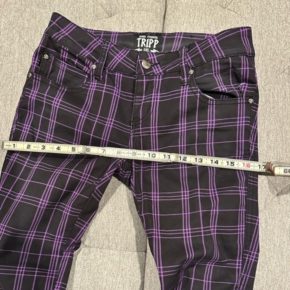 Tripp NYC Black and Purple Plaid Chinos - Picture 6 of 10